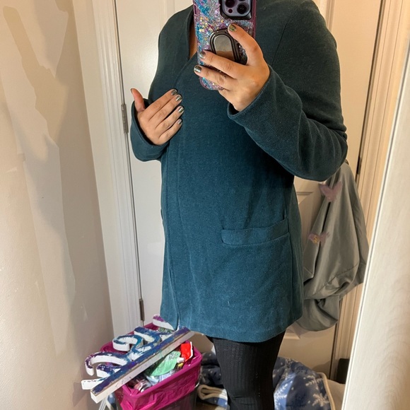 COPY - DARK MUTED AQUA BLUE CARDIGAN SWEATER OPEN FRONT CHARLOTTE HORNETS XL LO… - Picture 3 of 12